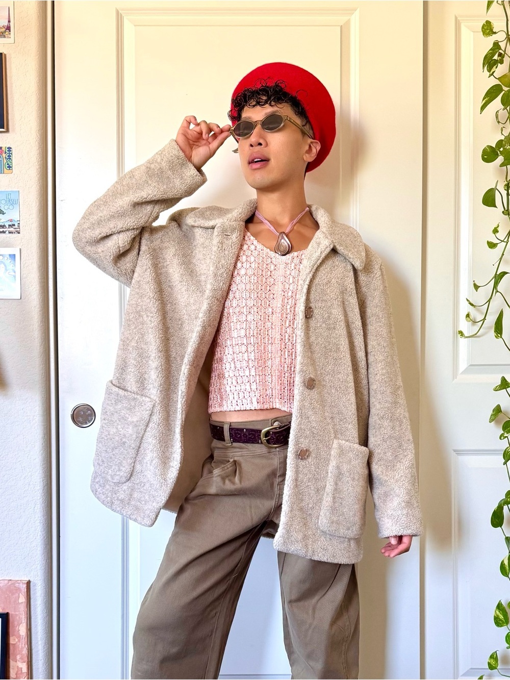 Vintage Cream Colored Fuzzy Coat